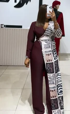 Ensemble Pantalon  Marron Blanc