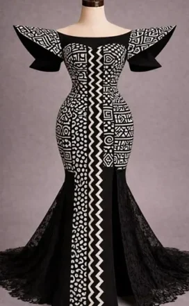 Robe de Soirée  Noir Blanc